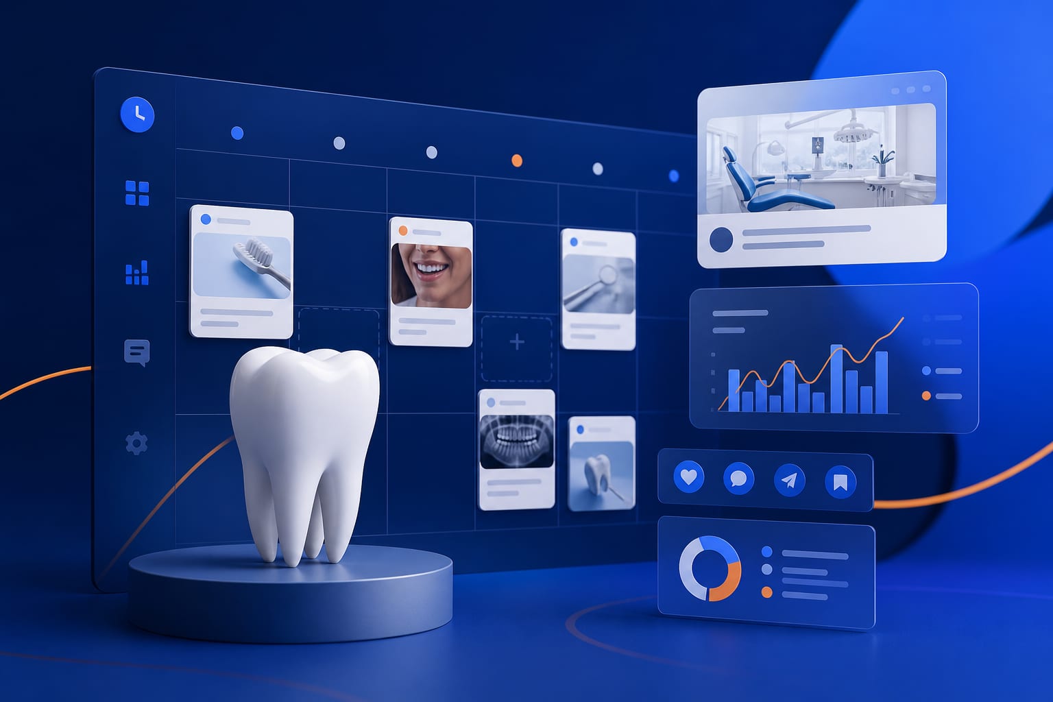Calendario de contenidos para una clínica dental con publicaciones planificadas en redes sociales