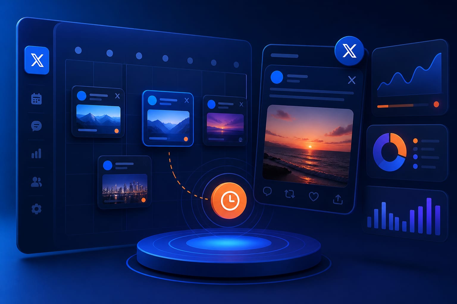 Persona programando publicaciones en X desde un panel de gestión de redes sociales