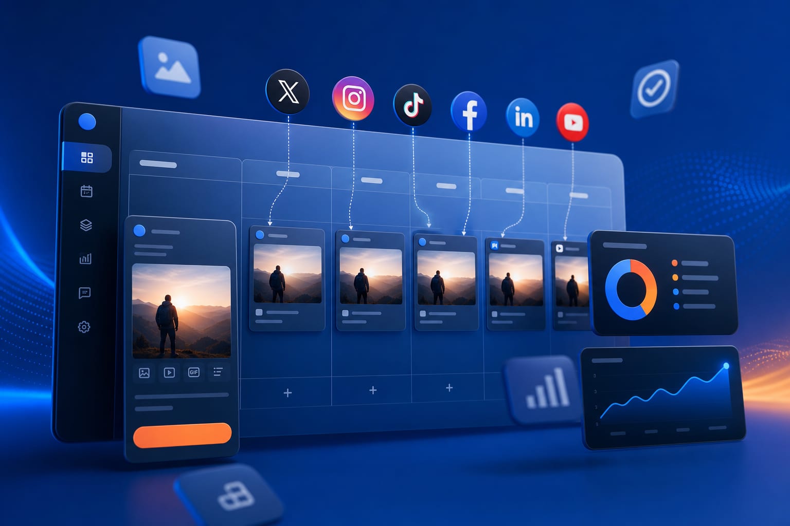 Creador planificando y programando publicaciones para publicar en varias redes sin duplicar trabajo