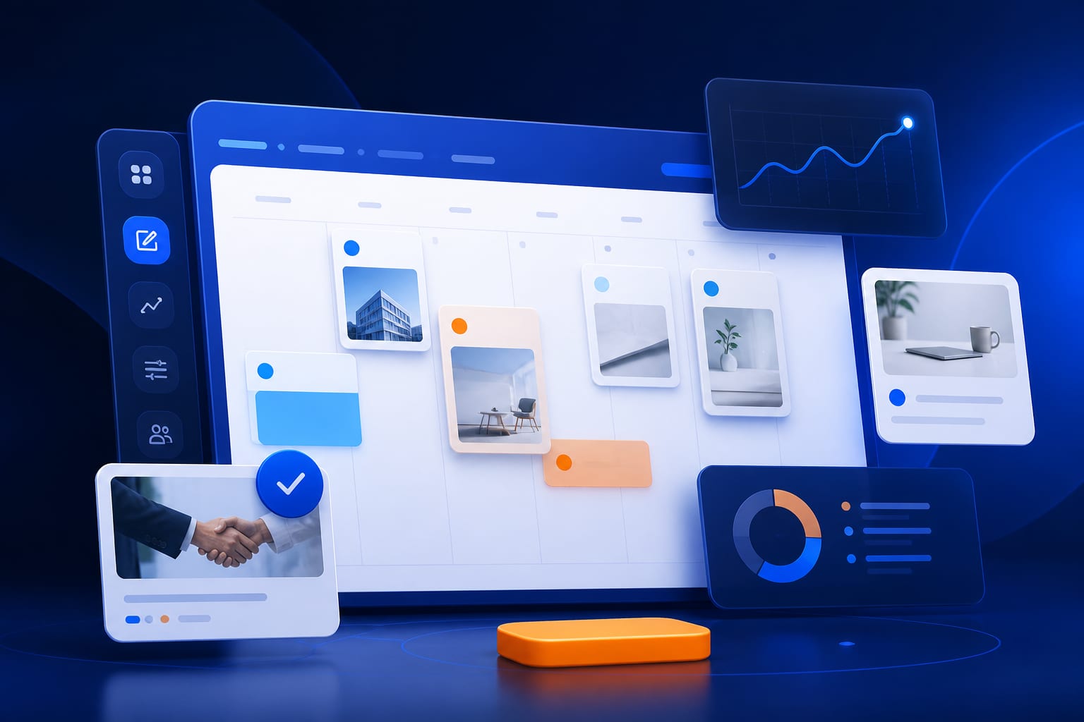 Plantilla de calendario de contenidos para negocios de servicios con planificación semanal y enfoque en generar confianza