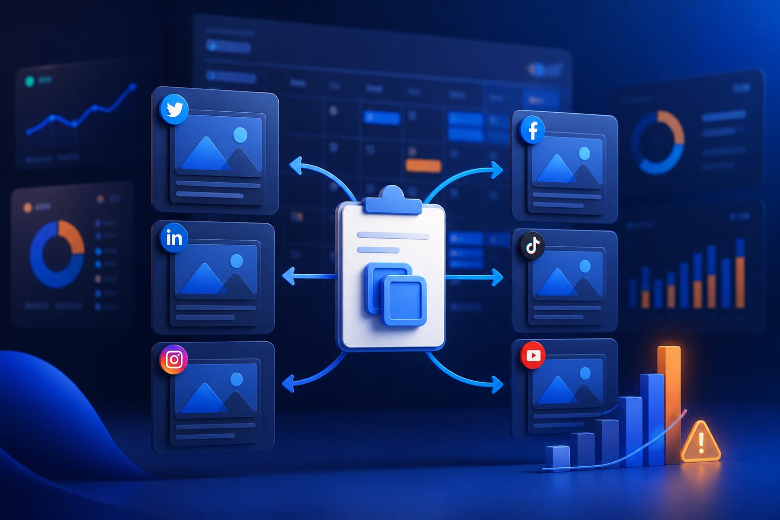 Persona ajustando una publicación para varias redes sociales desde una plataforma de gestión de contenidos